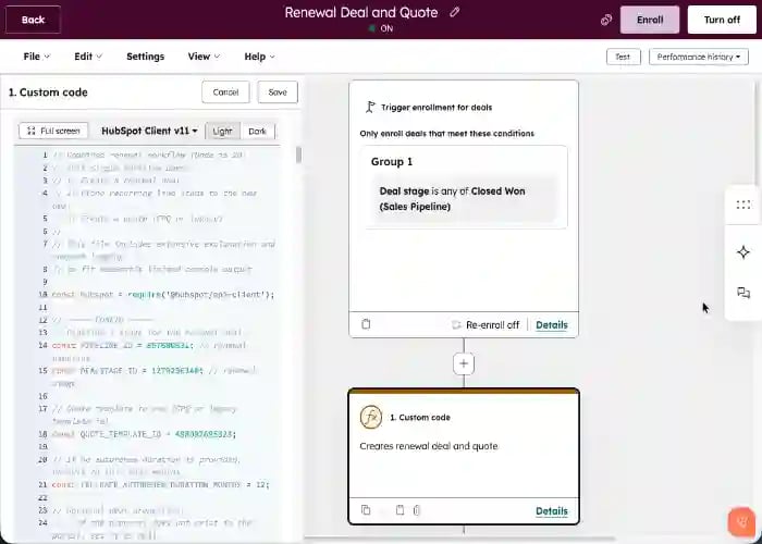 Screenshot of Data Hub's custom code workflow